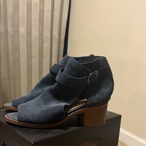 Sole Society Navy Peep-Toe Ankle Booties